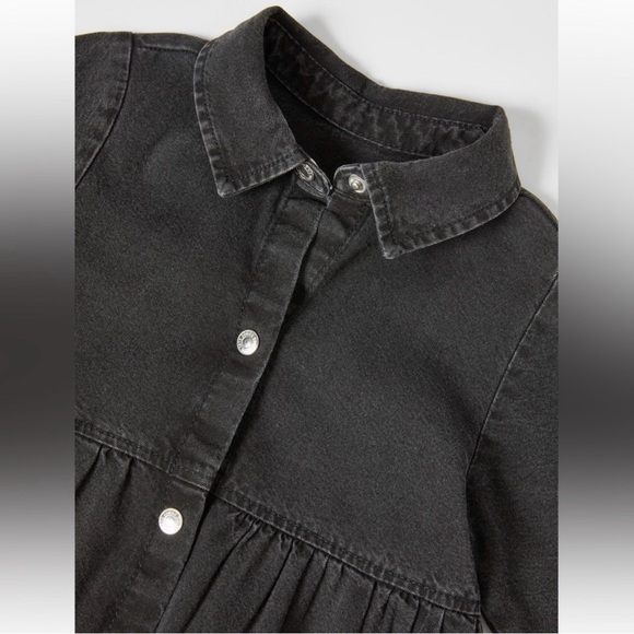 ZARA Kids Black Denim Tiered Shirt Dress - Picture 3 of 7